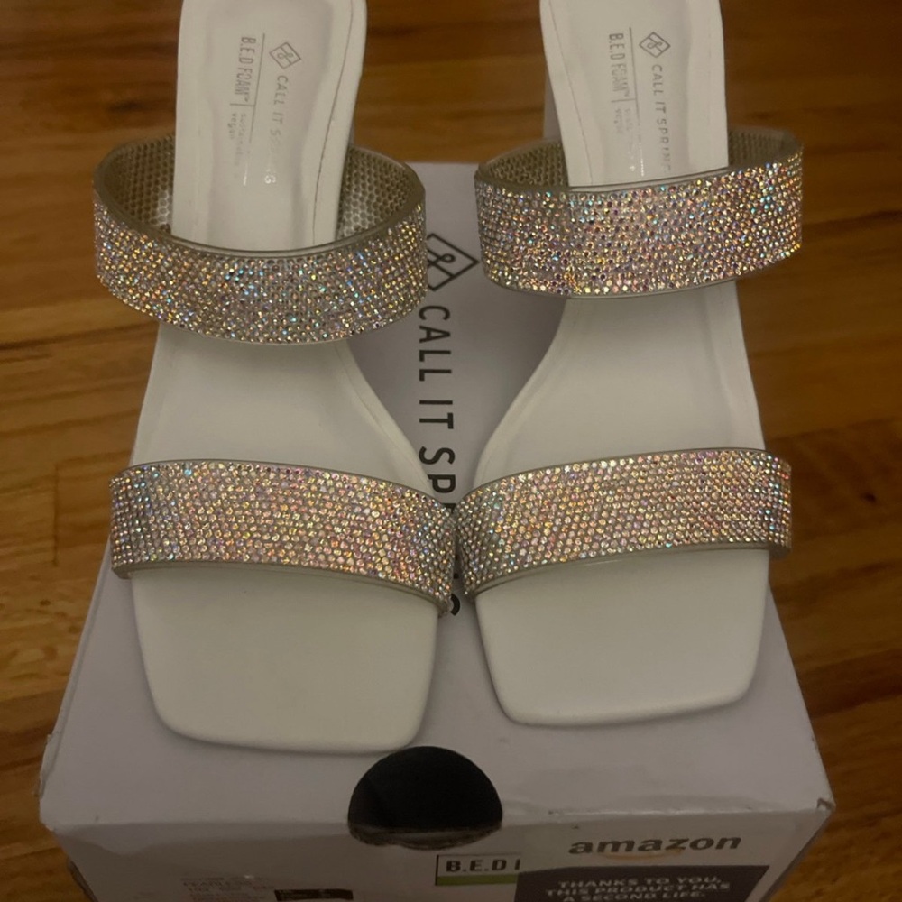 White Heels with Sparkling Straps